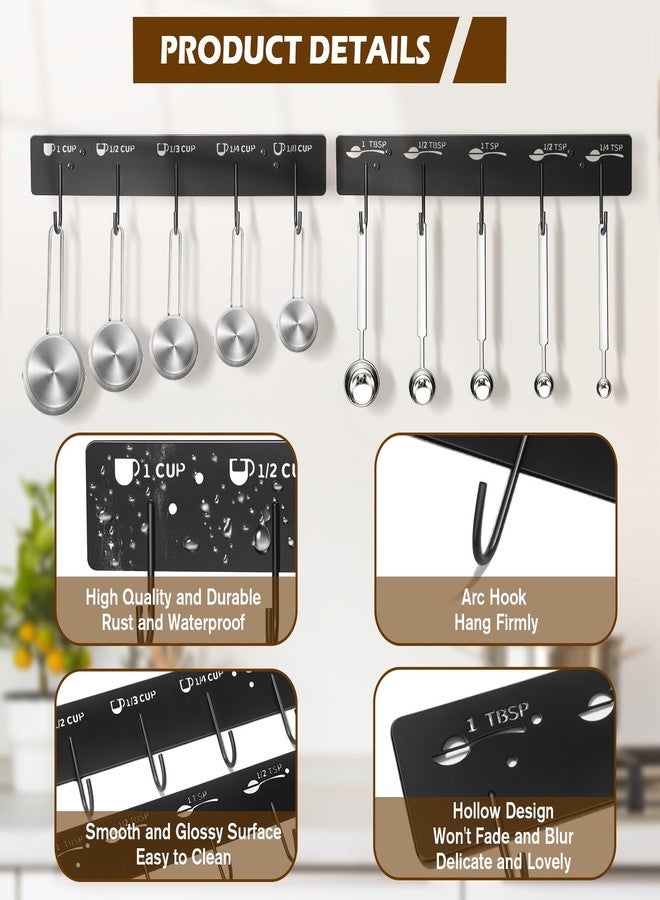 ProtectHobby 2 Pack Measuring Cups and Spoons Hanging Rack, Black Hanging Cups and Spoons Rack, Space Saving Kitchen Utensil Holder, Including Screw and Adhesive Mounting - Image 3